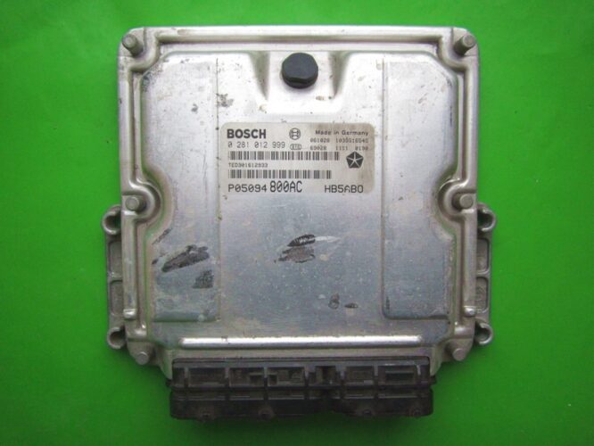 ECU Engine Control Unit Chrysler Voyager 2.8CRD P05094800AC 0281012999 EDC15C5-0