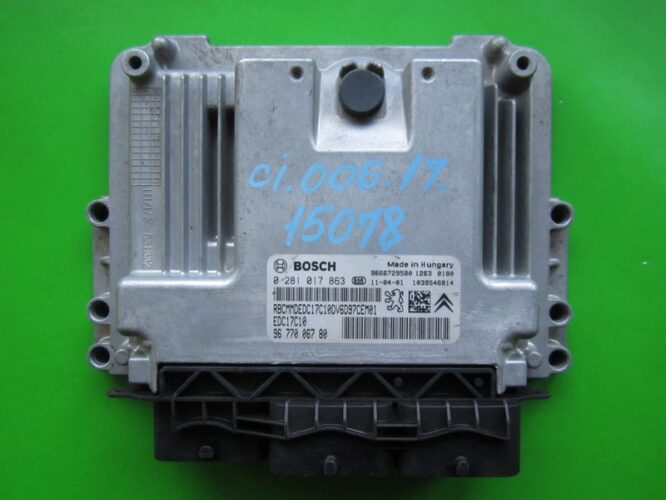 ECU Engine Control Unit Citroen Berlingo 1.6HDI 9677006780 0281017863 EDC17C10-0