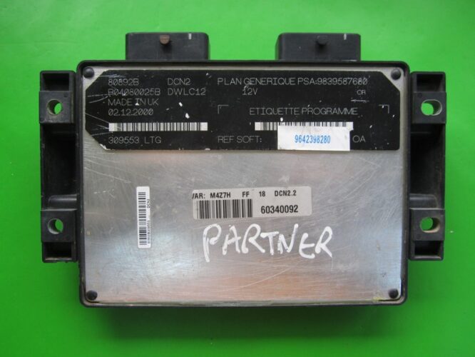 ECU Engine Control Unit Citroen Berlingo 1.9D 9642398280 9839587680 DCN2-0