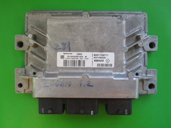 ECU Engine Control Unit Dacia Logan 1.2 8201199711 S120205103A SIM32-0