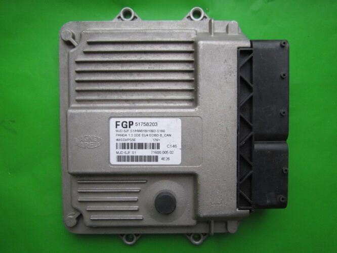 ECU Engine Control Unit Fiat Panda 1.3JTD 51758203 6JF.S1-0