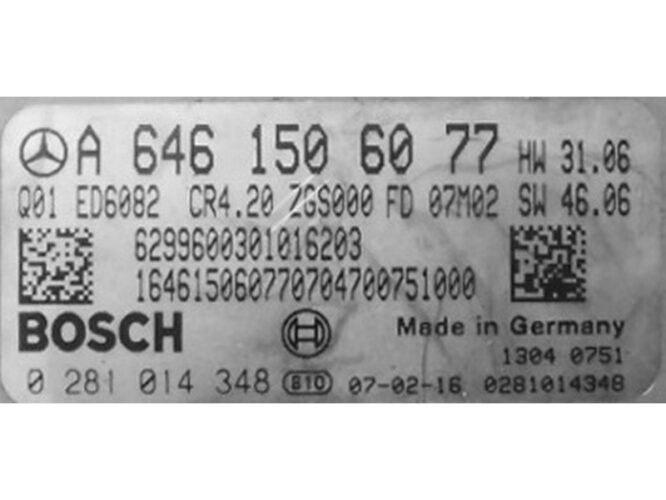 ECU Engine Control Unit Mercedes 2.2CDI A6461506077 0281014348 CR4.20-0
