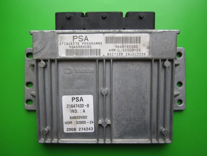 ECU Engine Control Unit Peugeot Partner 1.4 9646989080 21647432 S2000-24-0