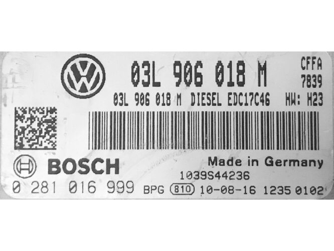 ECU Engine Control Unit Seat Alhambra 2.0TDI 03L906018M 0281016999 EDC17C46-0