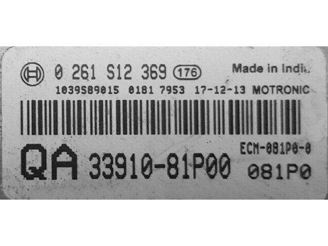 ECU Engine Control Unit Suzuki Ignis 1.2 33910-81P00 0261S12369 ME17.9.64-0
