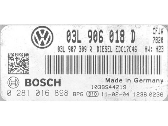 ECU Engine Control Unit VW Touran 2.0TDI 03L906018D 0281016898 EDC17C46-0