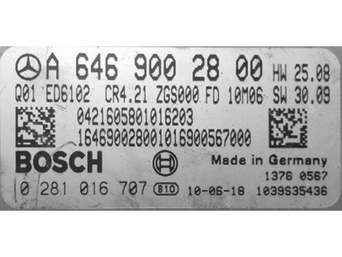 ECU Engine Control Unit Mercedes Vito A6469002800 0281016707 EDC16CP31-0