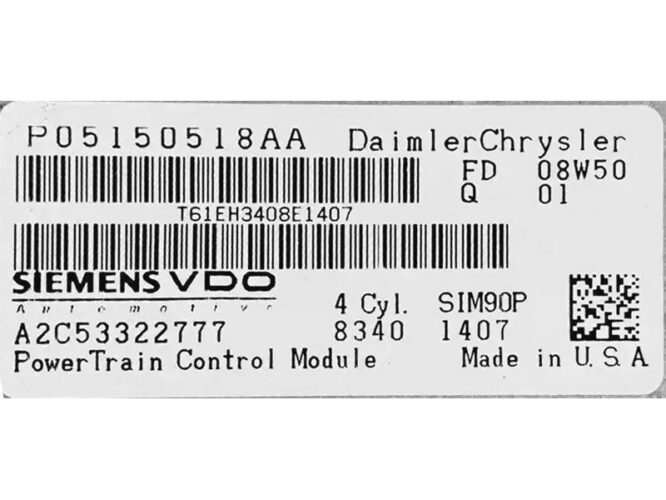 ECU Engine Control Unit Chrysler Sebring 2.4 P05150518AA SIM90P-0