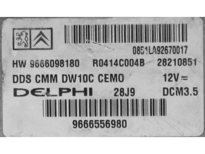 ECU Engine Control Unit Peugeot 5008 2.0HDI 9666556980 28210851 DCM3.5-0
