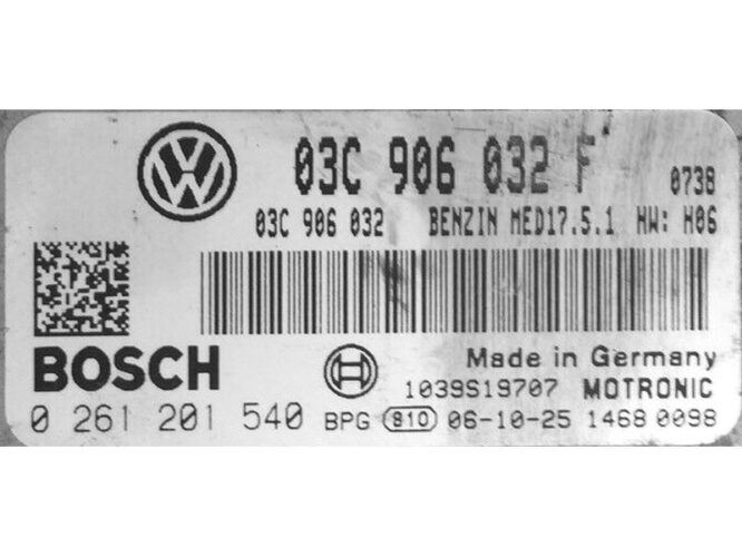 ECU Engine Control Unit VW Touran 1.4 03C906032F 0261201540 MED17.5.1 BMY-0