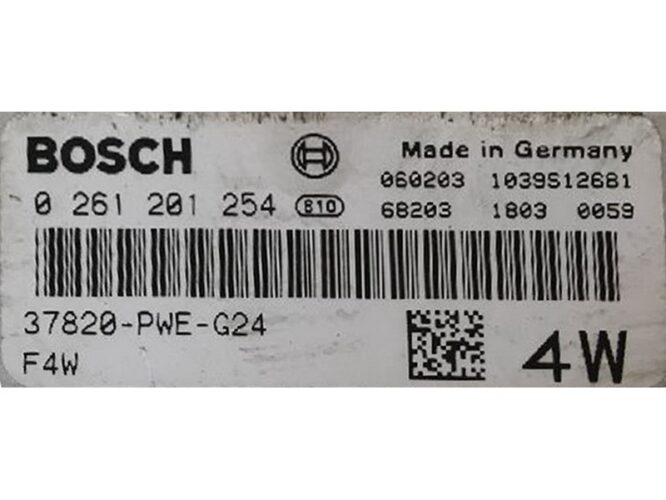 ECU Engine Control Unit Honda Jazz 1.4 37820-PWE-G24 0261201254 ME7.9.3-0