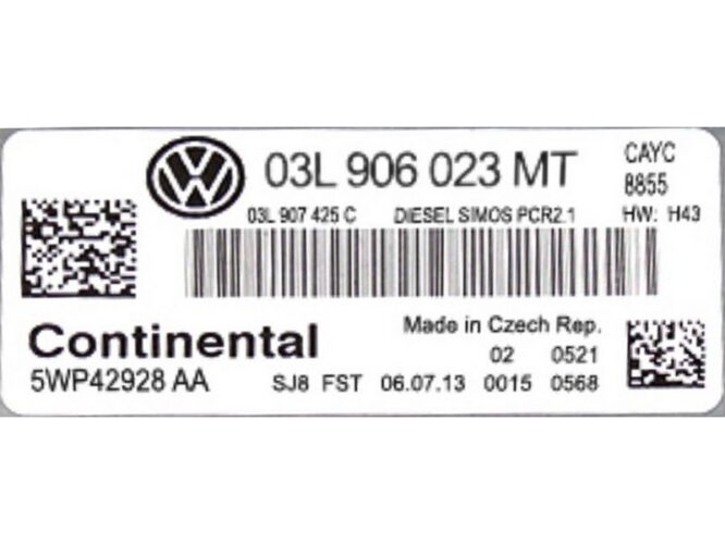 ECU Engine Control Unit VW Touran 1.6TDI 03L906023MT 5WP42928 SIMOS PCR2.1 CAYC H43-0